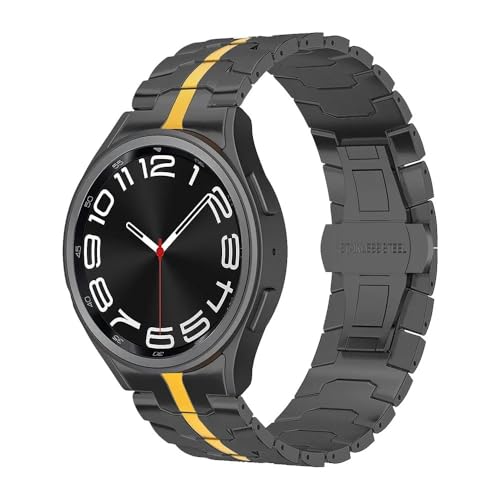 [dayeer] Galaxy Watch 7 6 5 4 40mm 44mm 6Classic 43 47mm�p�X�e�����X�X�`�[���u���X���b�g�A5Pro 45mm�p���ԂȂ����^���o���h(Black Gold,G6 Clasic 47mm)