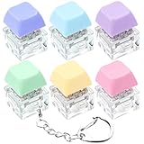 6 Pack Keyboard Fidget Toy Keyboard Fidget Keychain Keyboard Decompression Button Finger Clicker Toys, Button Stress Relief Fidget Gifts for Adult to Relief Stress (Mix Macaron)