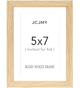 JCJMY 5x7 Picture Frame, Solid Wood Frame, Display 4x6 with Mat or 5 x 7 without Mat, Wooden 5 by...