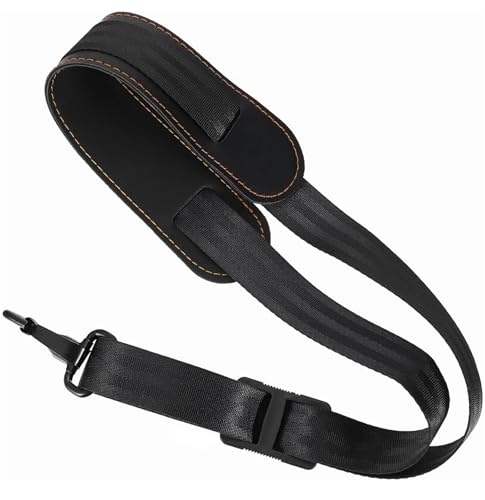 image for e-Times Saxophone Neck Strap, Soft Adjustable Sax Leather Neck Padded 