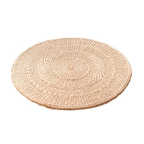 Youlines草製の円形座布団 い草座布団 セット い草クッション シーグラス 丸型ざぶとん トウモロコシの皮を編んだザブトン 丸 天然素材 手作り 超通気性 素朴 和風 和室 (35cm)