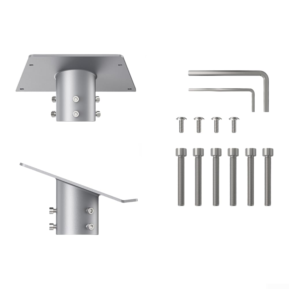 Starlink Kit de montage sur mât Gen 3 - Adaptateur de tuyau en aluminium robuste pour installation standard de bateau au sol - Argenté - 243 x 136 mm