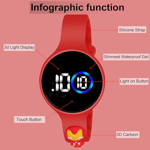 Image of Waterproof Digital LED Slim Round and Square Touch Colourful Display Wrist Watch for Boys & Girl's Stylish Kids Birthday Gift Digital Watch Combo of 2 Watches