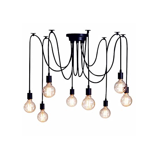Lonruis Spider Light Chandelier Spider Pendant Light Fixture Edison Chandelier 8 arms Vintage Industrial Steampunk Hanging Ceiling Multi DIY