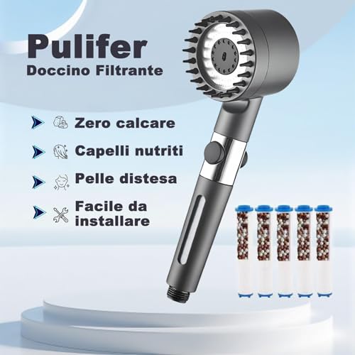 Pommeau de douche filtré économe en eau jet réglable 3 modes - 3