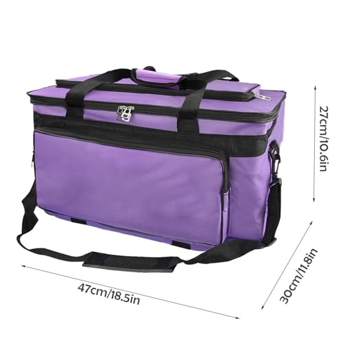 Image of Art Supplies Organizer Bag Craft Tool Storage Tote Carrying Case Artist Travel Carrier Waterproof Paint Box Foldable For Drawing Sketch Painting Large Capacity, purple, 18.5x11.8x10.6inch(47x30x27cm)