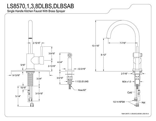 Kingston Brass LS8570DLBS Concord Single-Handle Kitchen Faucet with Brass Sprayer, Matte Black by Kingston Brass - Image 2