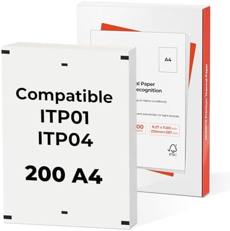 Bisofice Papier Thermique A4, 200 Feuilles De Papier D'impression Plié Pour Imprimante Thermique A81/L81/A40, 210 X 297 Mm