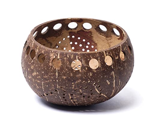 cocovibes GOA photophore en noix de coco,décoration de table Ø env. 14 cm,Décoration pour buffet ou commode env. 8 cm de haut,photophore pour jardin et balcon, cuisine, salon Cover
