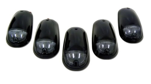 VMS Racing Cab Roof Lights Markers 5 Piece pc Covers with Base Kit in Smoke CRL 264146CL (with Built-in LED Amber Bulbs) Compatible with Dodge Ram 2500 3500 Dually 2003-2014
