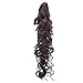 SWACC 24-Inch Long Messy Curls Claw Clip Ponytail Extensions Synthetic Drawstring Curly Hairpiece Jaw Clip Hair Extensions (Dark Brown-4#)