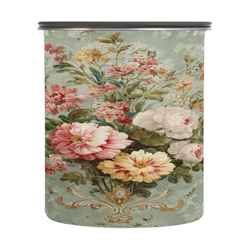 Contenedor de café con patrón floral y tapa 500 ml