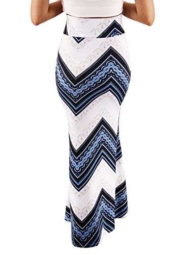 Women Fashion Summer Printed High Waisted Beach Maxi Skirts Long Skirt(White Geometric), Xl #TOP5