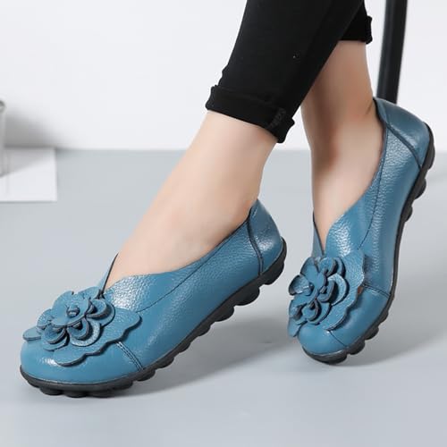 Image of MOYOWEI Women's Leather Slip On Loafers Colorful Flat Shoes