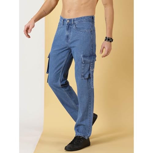 Image of Blue Jeans for Men Regular Fit - Cotton Jeans Pant for Men, Regular Denim Jeans for Boys - Light Fade Jeans for Men