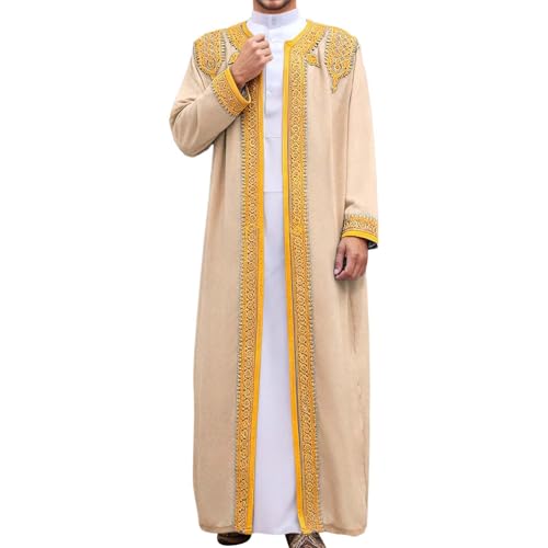 Túnica Tradicional de Manga Larga para Hombre Ideal para Uso Diario y de Relajación Casual (Beige, 54) c170
