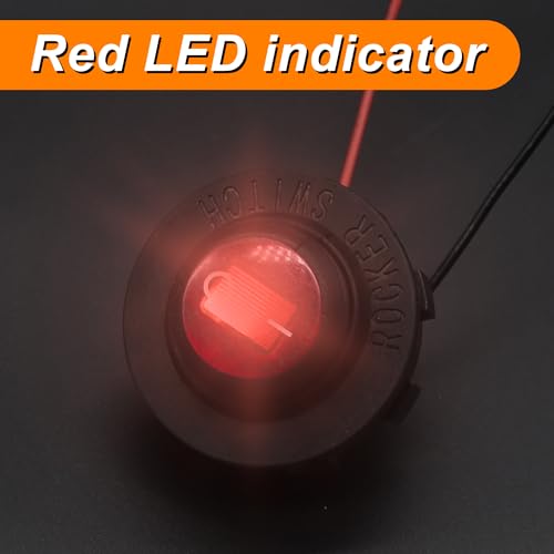 weideer 12V Round Rocker Switch Waterproof with Shell Red LED Light SPST ON Off 3 Pin 2 Position 20A 12 Volt Toggle Switch with Wires for Automotive Car Truck Boat K-116-R-X - Thumbnail 5