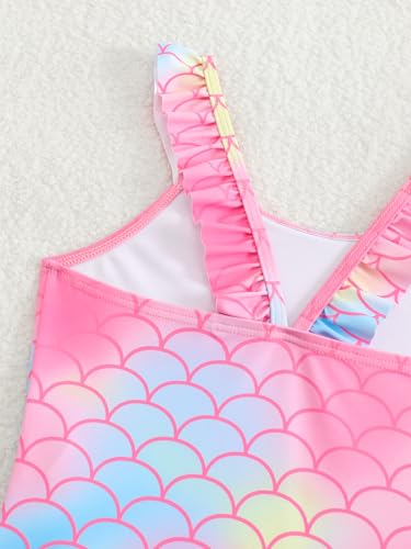 Image of Toddler Girls One Piece Swimsuits Cute Ruffle Bathing Suit Little Kids UPF 50+ Quick Dry Beach Swimwear 2-8Y