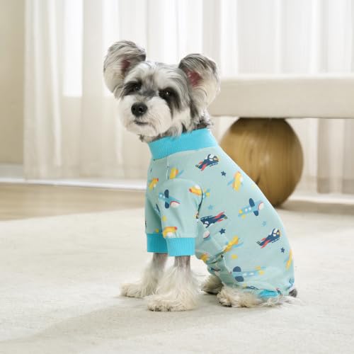 Image of Dog Recovery Suit Female Male Small Medium Dogs,Dog Surgical Recovery Suite Bodysuit After Surgery Puppy Cat Long Sleeve Onesies Bodysuit After Surgery Wound Protective (Blue Plane, M)