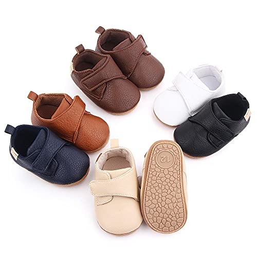 image for Meckior Infant Baby Boys Girls Classic PU Leather Wedding Loafers Brog
