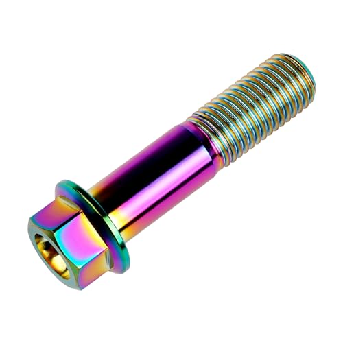 Image of Titanium Bolt M12 30 35 40 45 50 55 60 65 70 75 80 85 90mm Hex Small Flange Head for Motorcycle Car Modification Pack of 4 (M12x50mm Pitch 1.5, Multicolored)