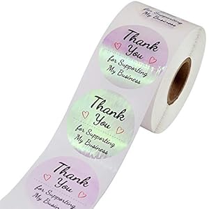 kdjsic 500 stuks 1,5 inch bedankt voor het ondersteunen van mijn bedrijf stickers op rol holografische regenboog ronde…