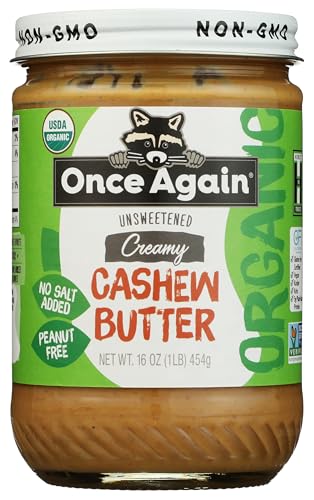 Organic Creamy Cashew Butter 16 Ounce (454 Grams) Jar
