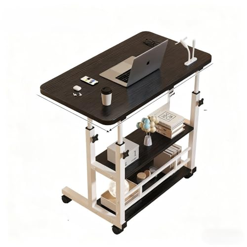 OGXNサイドテーブル 昇降式デスク U字型 可動式 高さ調節可能 キャスター付き 介護用 ソファ 簡単組み立て 多機能 オフィス用 ベッドサイドテーブル 寝室用 家庭用 シンプル 小型 寮用 学習用 パソコン用 ミニ ワークデスク (黒,60*40cm)