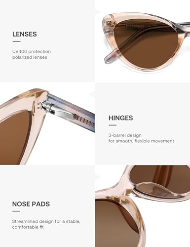 Image of SOJOS Acetate Cat Eye Sunglasses Women Handmade Polarized Retro Lightweight Fashion 90s Style UV400 Sunnies, Lola