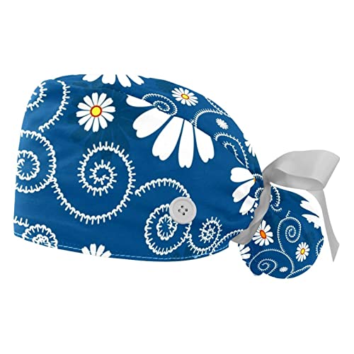 Casquettes de travail respirantes JDEZ anti-transpiration à motif floral, lot de 2