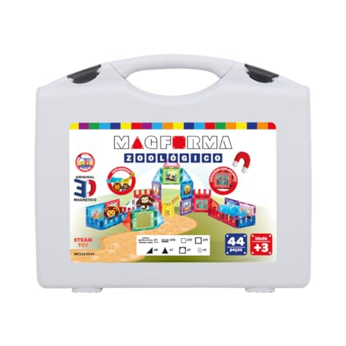 BRINQUEDO BLOCOS MAGNÉTICOS INFANTIL MAGFORMA ZOO ANIMAIS, BRINQUEDO MAGNÉTICO MAIS FOFO, STEAM TOY,