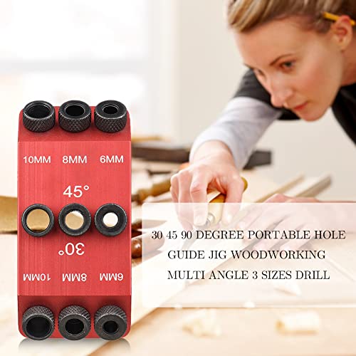WANAONE 30 45 90 Degree Portable Hole Guide Jig Woodworking Multi Angle ...