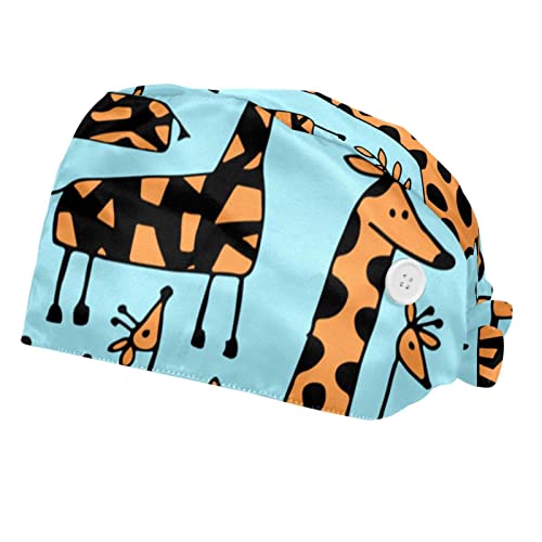 Casquettes de travail respirantes avec bandeau anti-sueur motif girafe x2