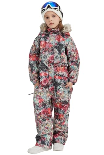Image of Kids Girls Boys Waterproof Colorful One Piece Snowsuits Coveralls Ski Suits Jackets Winter Jumpsuits