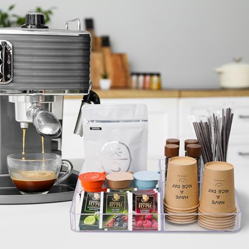ZOWZOW Acrylic Coffee Bar Station Organizer for Countertop, Clear Coffee Pods Holder, Coffee and Tea Storage Organizer and K-Cup Holder Station Accessories for Table, Office, Kitchen - Thumbnail 5
