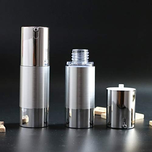 2 Elegant Airless Pump Bottles | 30ML - 1oz | Airless Containers | Silver Color