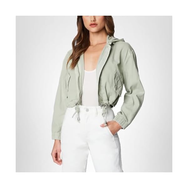 [BLANKNYC] womens Twill Hooded Shirt Jacket With Pockets and Drawstring Finish, Stylish Coat & Designer Clothing