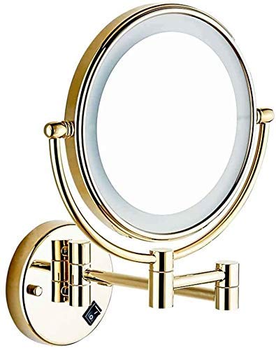 Miroir cosmétique LED éclairé avec double face et bras pliant mural