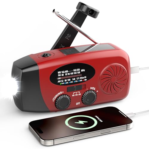 Radio météo à manivelle multifonction avec batterie de secours 2000mAh