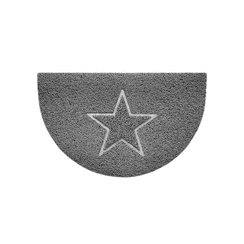 Nicoman Embossed Halfmoon Half Circle Door Mat Dirt-Trapper Jet-Washable Doormat 70x44cm (Grey, STAR Shape) - Use Outdoor ONLY — image 1