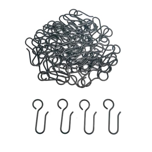 60 Pack Metal Curtain Track Hooks S-Shaped Small Curtain Hooks Drape Curtain Wire Hooks for Ceiling Curtain Drape Track (60, Black)
