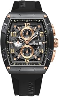 NAVIFORCE NF8052 Luminous Hollow Dial Barrel-Shaped Silicon Strap Sports Watch