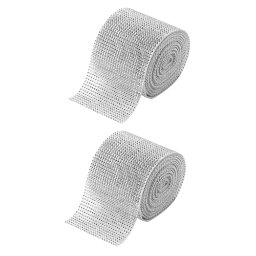 Ruban de diamant strass PRETYZOOM 2 rouleaux pour décoration de mariage et vêtements