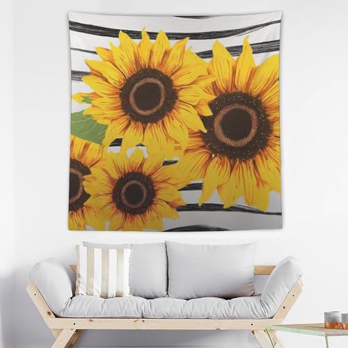 Tenture murale élégante aux finitions soignées et au design artistique de tournesols