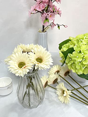 Dsforg 10Pcs Artificial Daisy Artificial Flowers Gerbera Daisy Silk Flowers Faux Daisy Faux Flower For Party Home Kitchen Garden Wedding Decor( Cream White) #TOP5