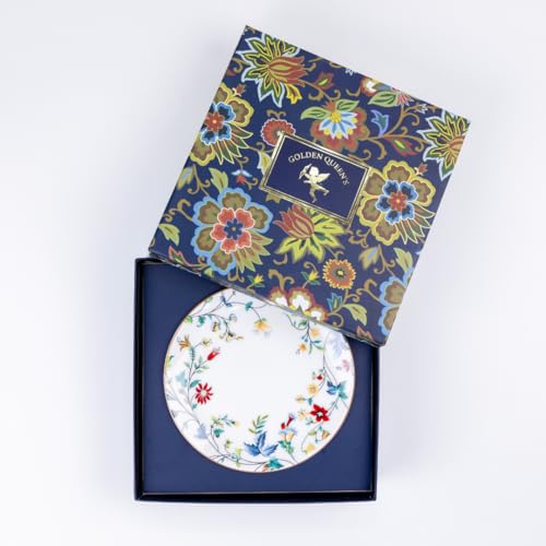 Image of GOLDEN QUEEN'S Snack Plates Set of 4 | Perfect for Snacks, Desserts, Appetizers, Salads, Tapas, Cheese | 7 inches Wide | Microwave Safe - Summer Florals