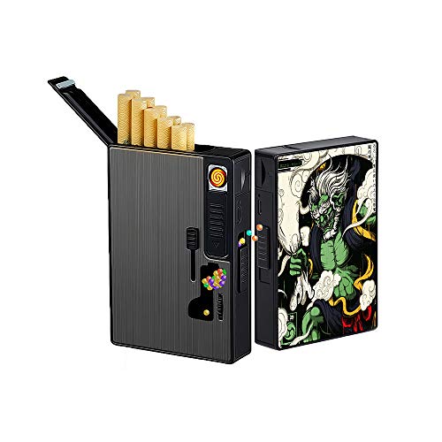 Caja de Cigarrillos con Encendedor eléctrico USB Recargable, dispensador de Bolas de crushball, pulsadores de Cuentas de explosión, Filtro de Cigarrillos de cápsula de mentol para Bricolaje (Verde) Cover