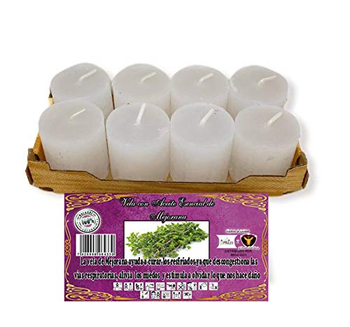 Lot de 8 bougies parfumées Arôme à Majorane - Bougies aromatiques de haute qualité + Sac à encens en grain + Pâte de charbon Cover