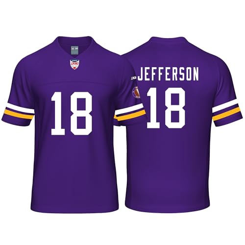 Custom Mens/Youth Football Justin Stitched T-Shirt for Sports Fan Jefferson Purple No Brand/Logos