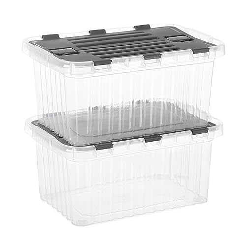 Image of Superio Storage Bins with Lids, Clear Plastic Containers for Organizing, Stackable Totes, BPA Free, Odor Free, Organizer Boxes for Home, and Dorm, 10.5 Quart (2 Pack, 15 inchx10 inchx7 inch)